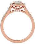 Inel Tăietură Princess Si Cadru Halo cu Diamante Naturale de 0.83 ct din 18k Aur Roz - Castelo.ro