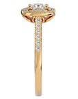 Inel Tăietură Princess Si Cadru Halo din Aur 14k cu Diamante Naturale de 0.83 ct din 14k Aur Galben - Castelo.ro