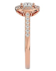Inel Tăietură Princess Si Cadru Halo cu Moissanite de 0.83 ct din 18k Aur Roz - Castelo.ro