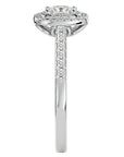Inel Tăietură Princess Si Cadru Halo cu Diamante Naturale de 0.83 ct din Platina - Castelo.ro