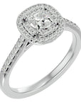 Inel Tăietură Princess Si Cadru Halo cu Diamante Naturale de 0.83 ct din Platina - Castelo.ro
