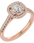 Inel Tăietură Princess Si Cadru Halo cu Moissanite de 0.83 ct din 18k Aur Roz - Castelo.ro