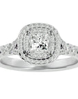 Inel Tăietură Princess Si Cadru Halo cu Diamante Create în Laborator de 1.08 ct din Platina - Castelo.ro