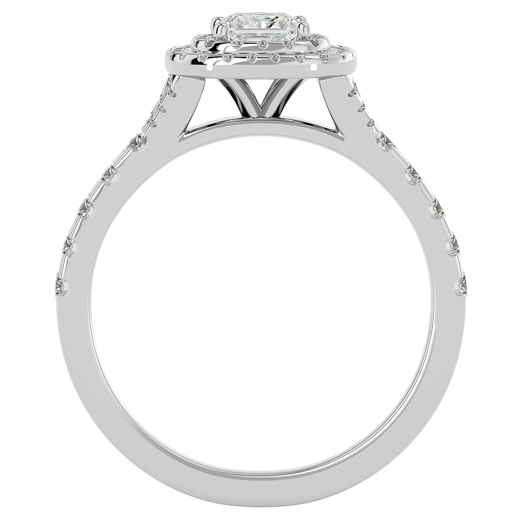 Inel Tăietură Princess Si Cadru Halo cu Moissanite de 1.08 ct din Platina - Castelo.ro