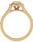 Inel Tăietură Princess Si Cadru Halo cu Moissanite de 1.08 ct din 18k Aur Galben - Castelo.ro