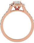 Inel Tăietură Princess Si Cadru Halo cu Moissanite de 1.08 ct din 18k Aur Roz - Castelo.ro