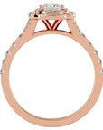 Inel Tăietură Princess Si Cadru Halo cu Moissanite de 1.08 ct din 18k Aur Roz - Castelo.ro