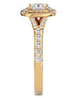 Inel Tăietură Princess Si Cadru Halo cu Moissanite de 1.08 ct din 18k Aur Galben - Castelo.ro