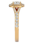 Inel Tăietură Princess Si Cadru Halo cu Moissanite de 1.08 ct din 18k Aur Galben - Castelo.ro