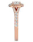 Inel Tăietură Princess Si Cadru Halo cu Moissanite de 1.08 ct din 18k Aur Roz - Castelo.ro