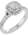 Inel Tăietură Princess Si Cadru Halo din Aur 14k cu Diamante Create în Laborator de 1.08 ct din 14k Aur Alb - Castelo.ro