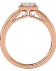 Inel Tăietură Princess Si Cadru Halo cu Diamante Create în Laborator de 0.71 ct din 18k Aur Roz - Castelo.ro