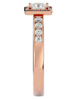 Inel Tăietură Princess Si Cadru Halo cu Moissanite de 0.71 ct din 18k Aur Roz - Castelo.ro