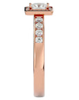 Inel Tăietură Princess Si Cadru Halo cu Moissanite de 0.71 ct din 18k Aur Roz - Castelo.ro