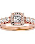 Inel de Logodnă Cotswolds Pavé din Aur 14k cu Moissanite de 1.16 ct din 14k Aur Roz - Castelo.ro