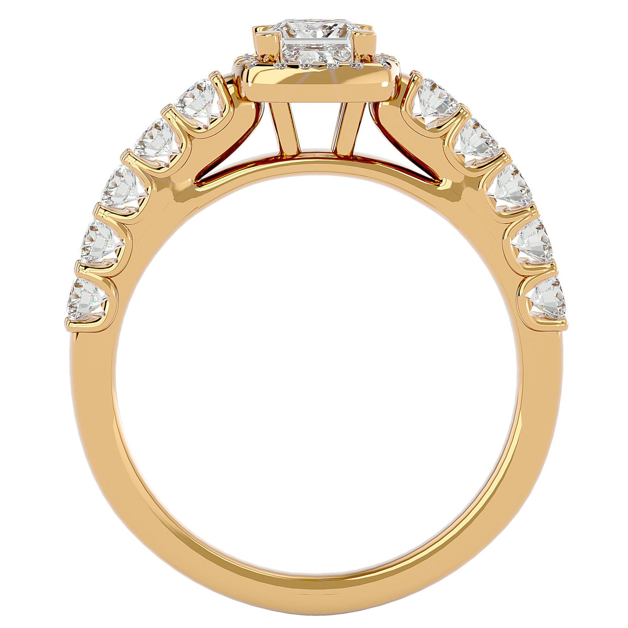 Inel de Logodnă Cotswolds Pavé din Aur 14k cu Diamante Create în Laborator de 1.16 ct din 14k Aur Galben - Castelo.ro