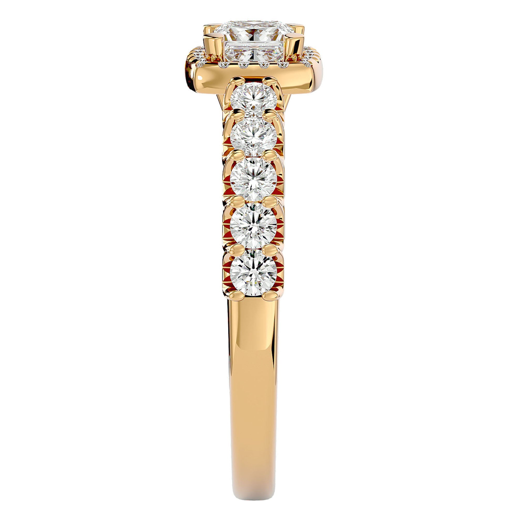 Inel de Logodnă Cotswolds Pavé din Aur 14k cu Diamante Create în Laborator de 1.16 ct din 14k Aur Galben - Castelo.ro