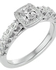 Inel de Logodnă Cotswolds Pavé din Aur 14k cu Moissanite de 1.16 ct din 14k Aur Alb - Castelo.ro