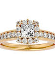 Inel de Logodnă La Fleur Pavé cu Diamante Create în Laborator de 1.15 ct din 18k Aur Galben - Castelo.ro