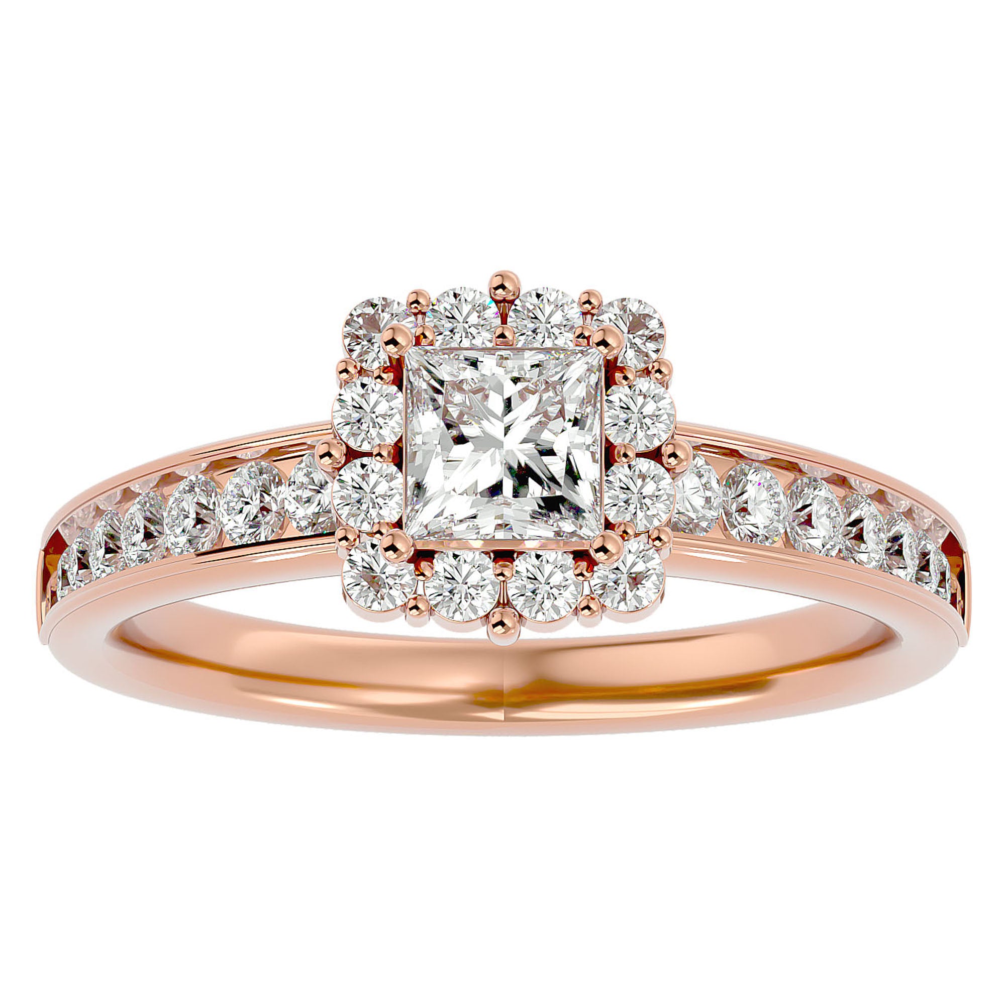 Inel de Logodnă La Fleur Pavé cu Moissanite de 1.15 ct din 18k Aur Roz - Castelo.ro