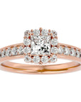 Inel de Logodnă La Fleur Pavé cu Diamante Create în Laborator de 1.15 ct din 18k Aur Roz - Castelo.ro