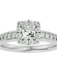 Inel de Logodnă La Fleur Pavé din Aur 14k cu Diamante Naturale de 1.15 ct din 14k Aur Alb - Castelo.ro