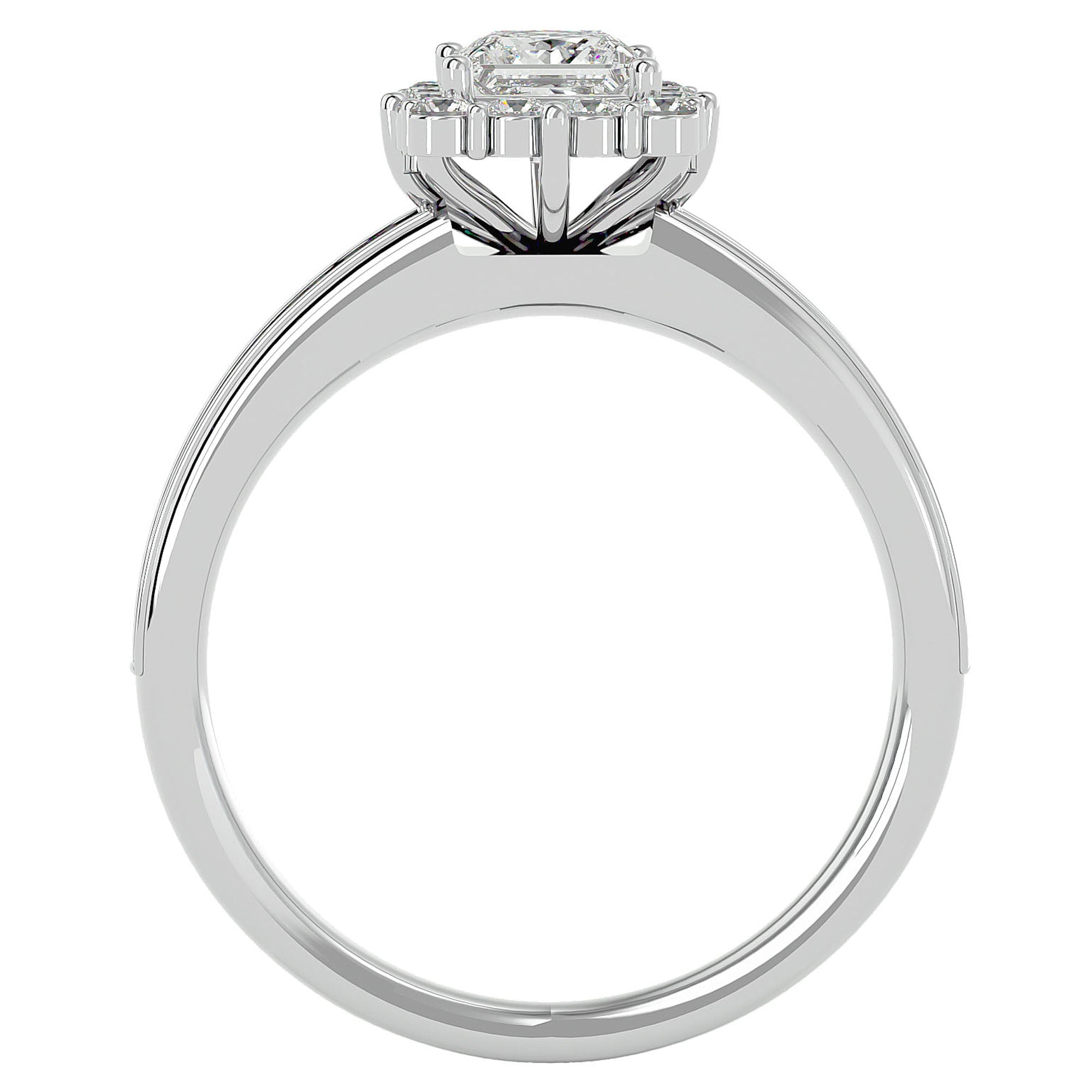 Inel de Logodnă La Fleur Pavé din Aur 14k cu Diamante Naturale de 1.15 ct din 14k Aur Alb - Castelo.ro