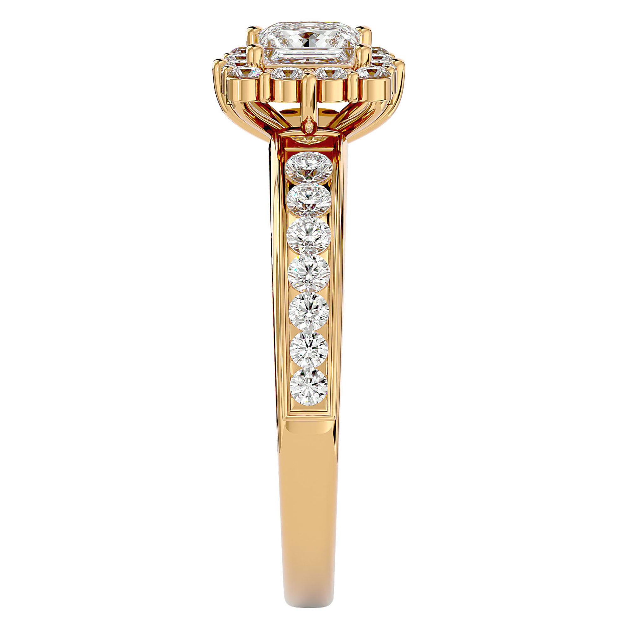 Inel de Logodnă La Fleur Pavé cu Moissanite de 1.15 ct din 18k Aur Galben - Castelo.ro