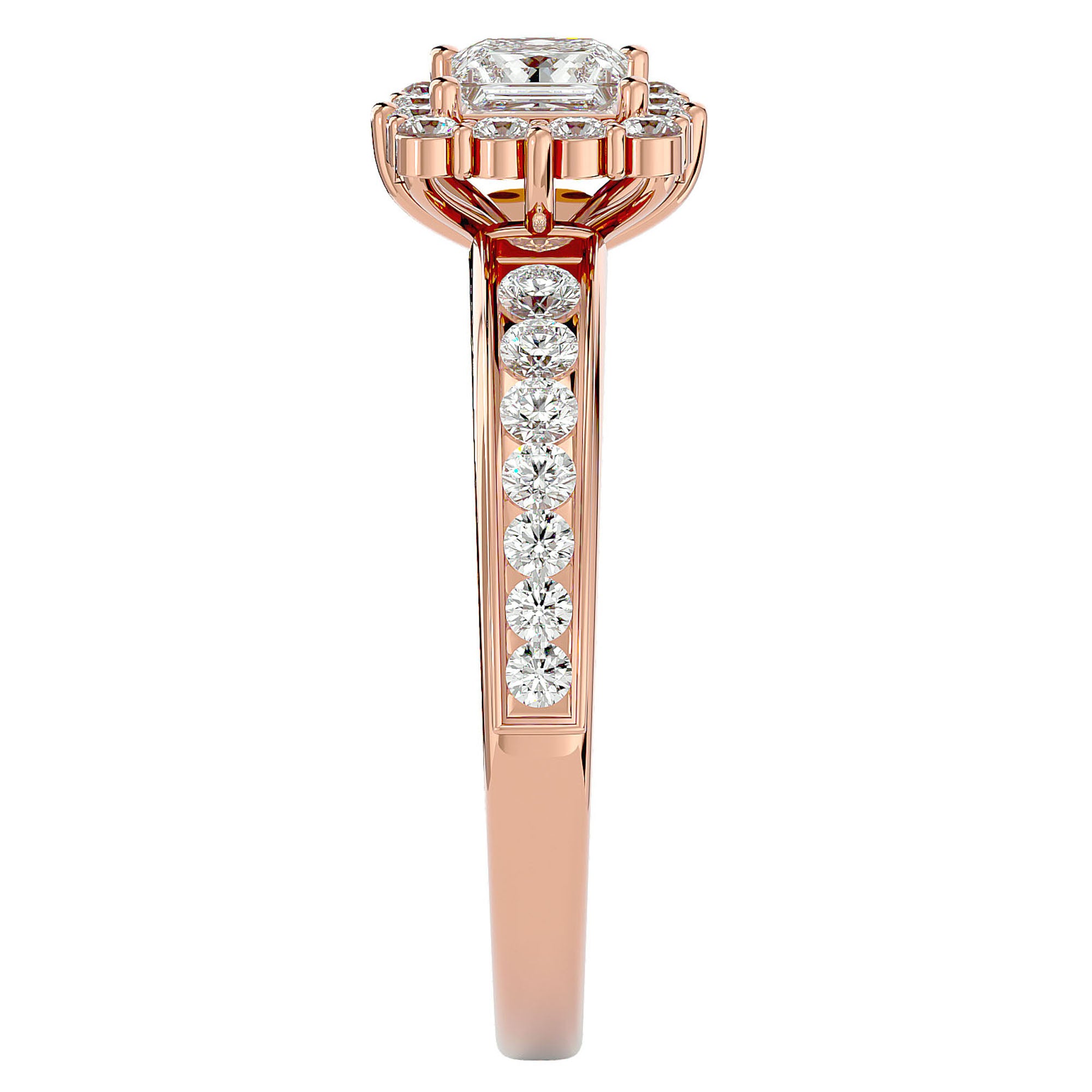 Inel de Logodnă La Fleur Pavé cu Moissanite de 1.15 ct din 18k Aur Roz - Castelo.ro