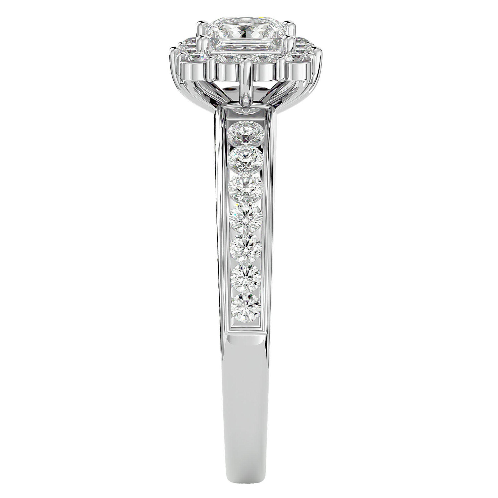 Inel de Logodnă La Fleur Pavé din Aur 14k cu Diamante Naturale de 1.15 ct din 14k Aur Alb - Castelo.ro