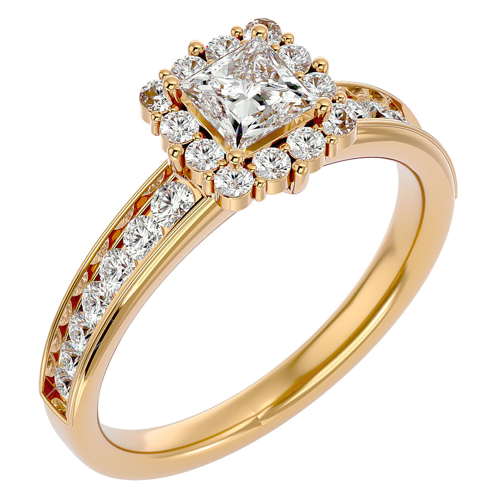 Inel de Logodnă La Fleur Pavé cu Moissanite de 1.15 ct din 18k Aur Galben - Castelo.ro