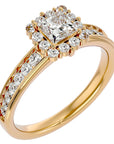 Inel de Logodnă La Fleur Pavé cu Diamante Create în Laborator de 1.15 ct din 18k Aur Galben - Castelo.ro