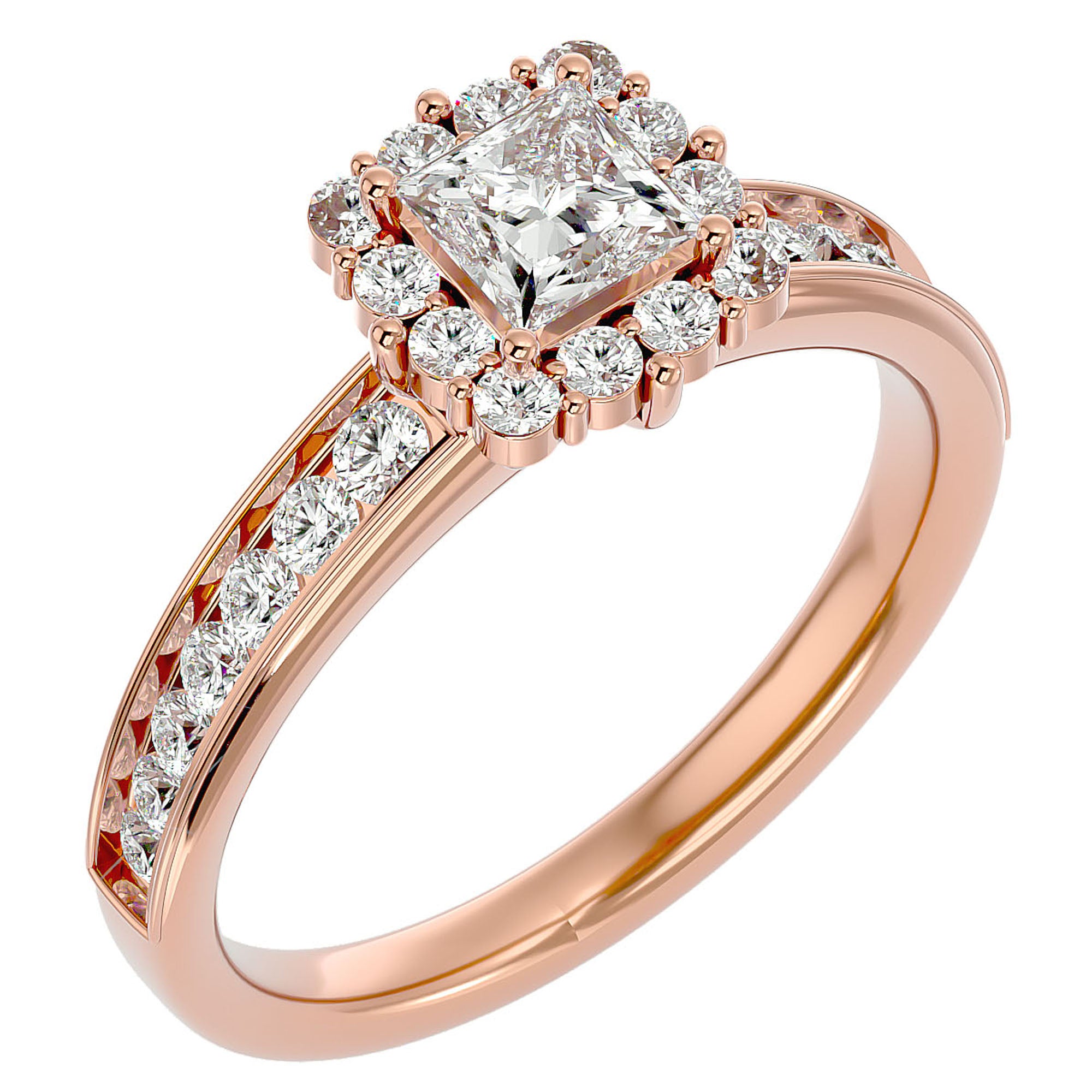 Inel de Logodnă La Fleur Pavé cu Moissanite de 1.15 ct din 18k Aur Roz - Castelo.ro