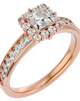 Inel de Logodnă La Fleur Pavé cu Diamante Create în Laborator de 1.15 ct din 18k Aur Roz - Castelo.ro