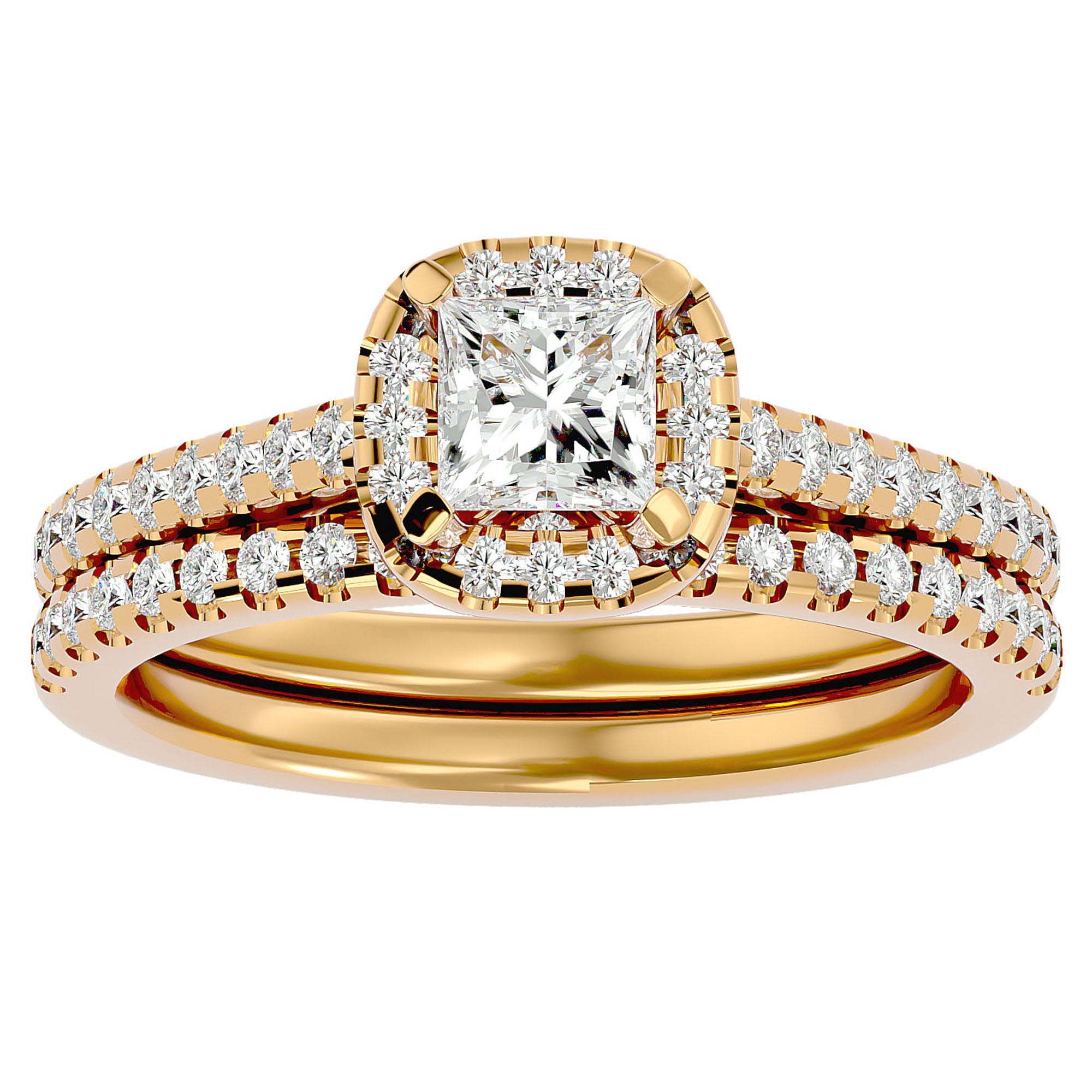 Inel de Logodnă Capri Pavé cu Moissanite de 1.10 ct din 18k Aur Galben - Castelo.ro