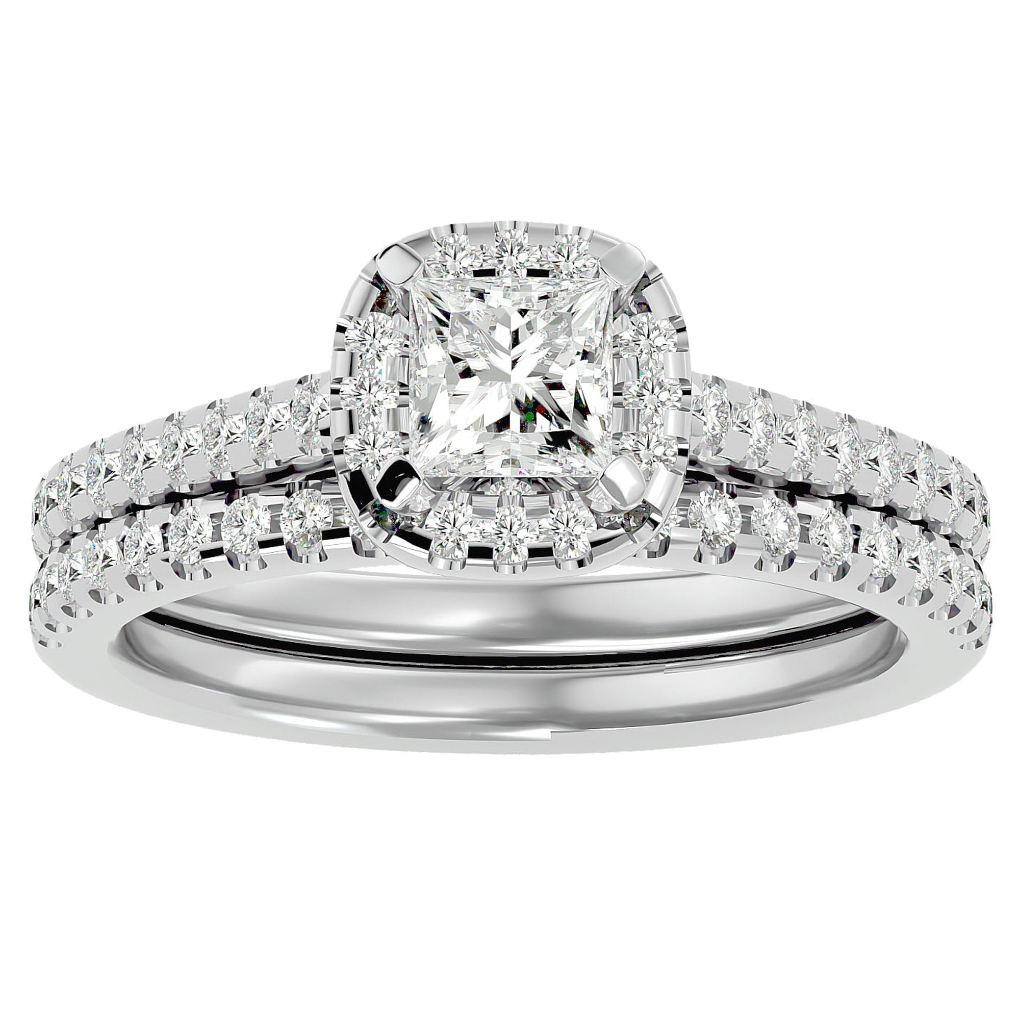 Inel de Logodnă Capri Pavé din Aur 14k cu Diamante Naturale de 1.10 ct din 14k Aur Alb - Castelo.ro