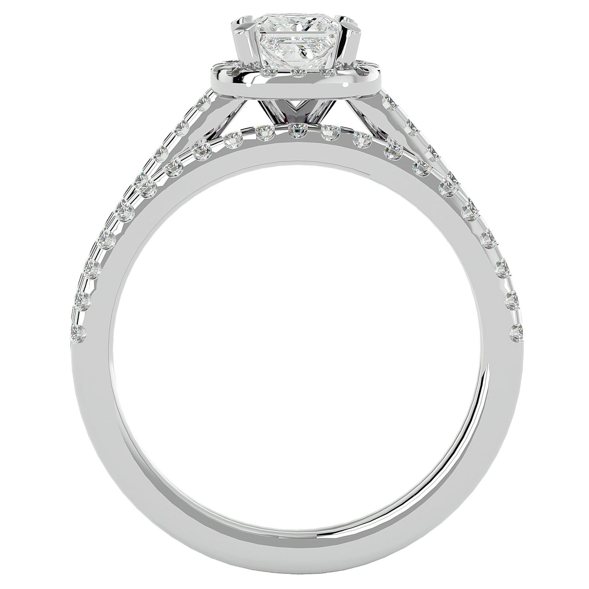 Inel de Logodnă Capri Pavé din Aur 14k cu Diamante Create în Laborator de 1.10 ct din 14k Aur Alb - Castelo.ro