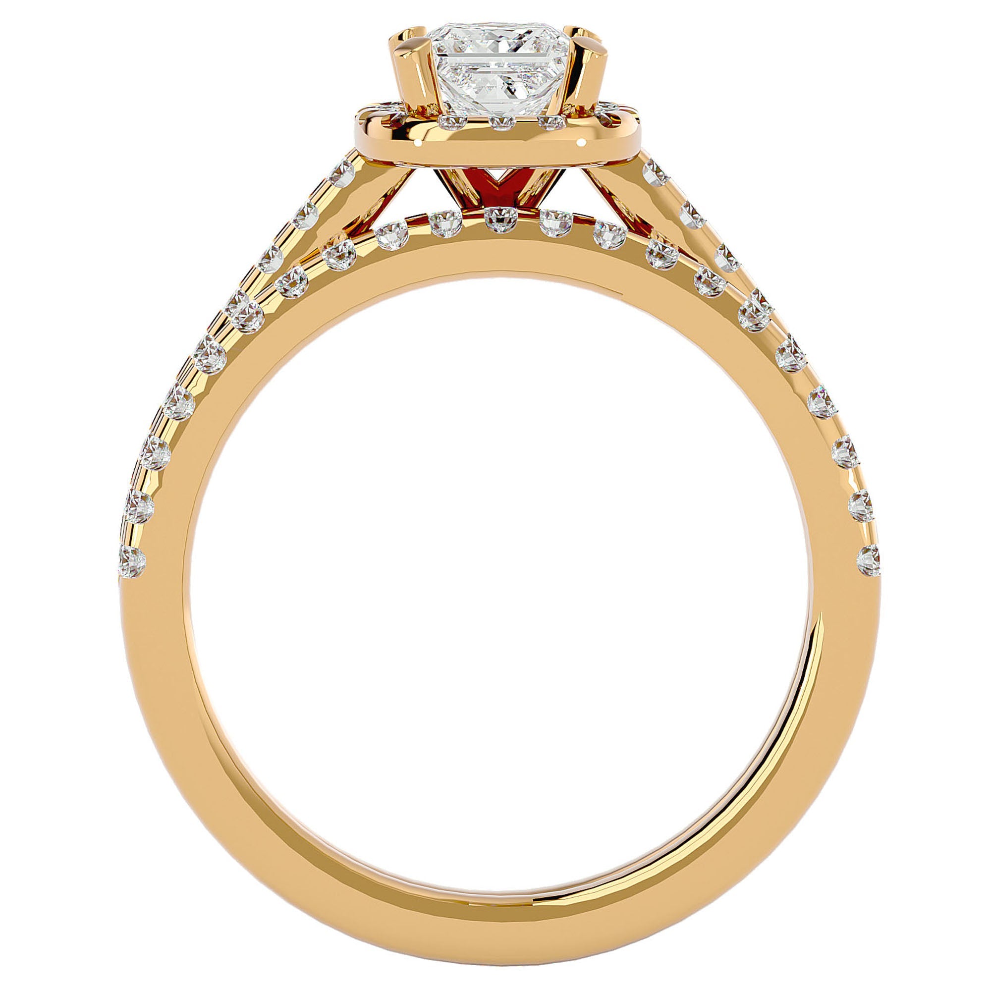 Inel de Logodnă Capri Pavé cu Moissanite de 1.10 ct din 18k Aur Galben - Castelo.ro