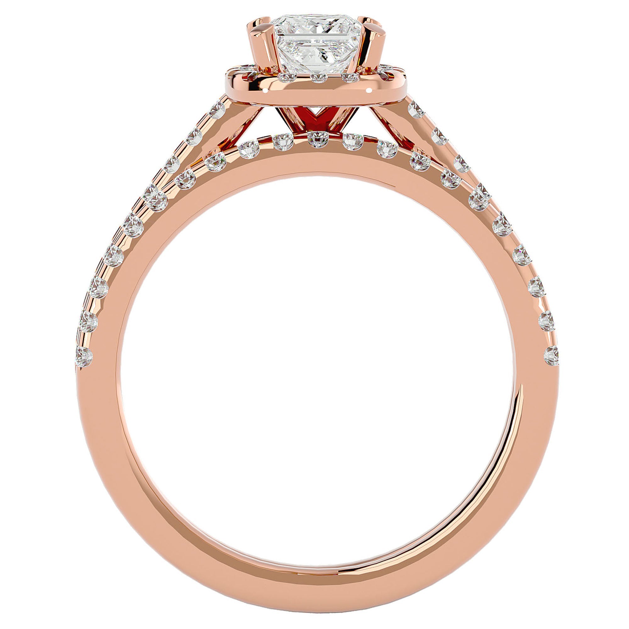 Inel de Logodnă Capri Pavé din Aur 14k cu Diamante Create în Laborator de 1.10 ct din 14k Aur Roz - Castelo.ro