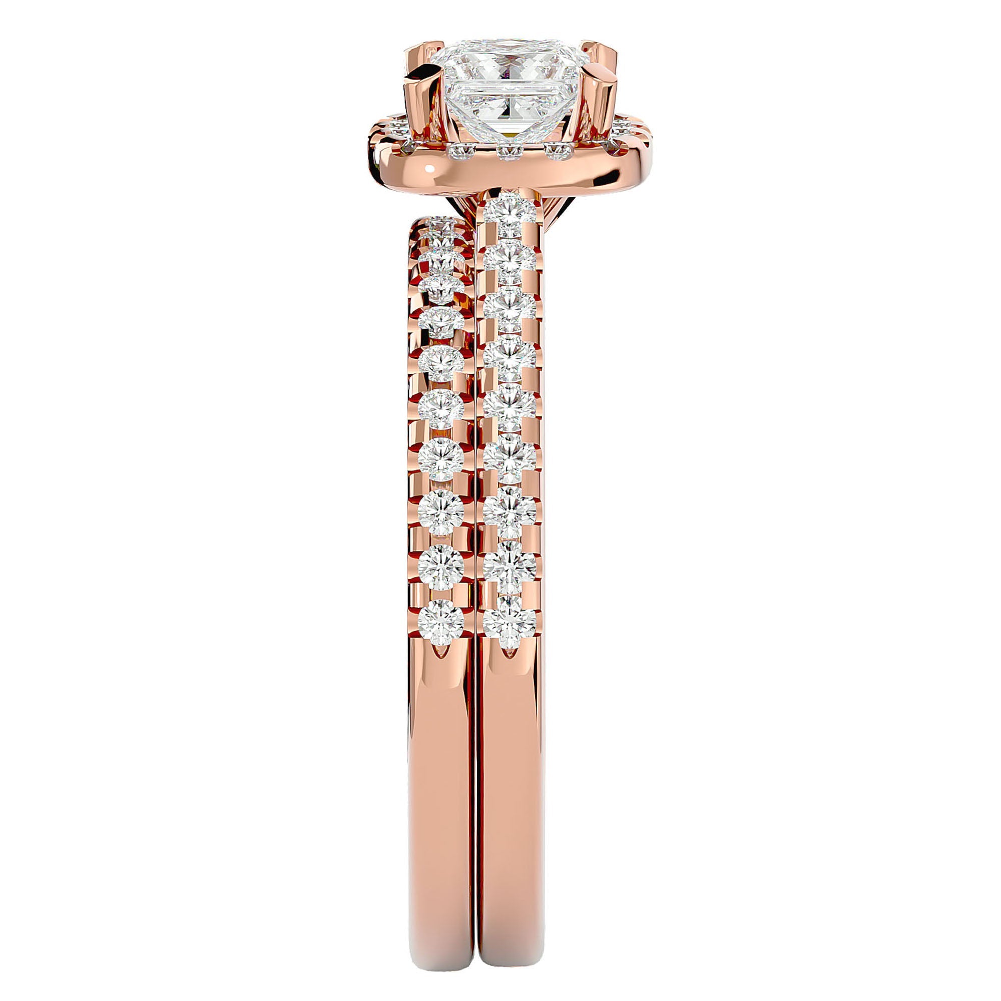 Inel de Logodnă Capri Pavé cu Moissanite de 1.10 ct din 18k Aur Roz - Castelo.ro