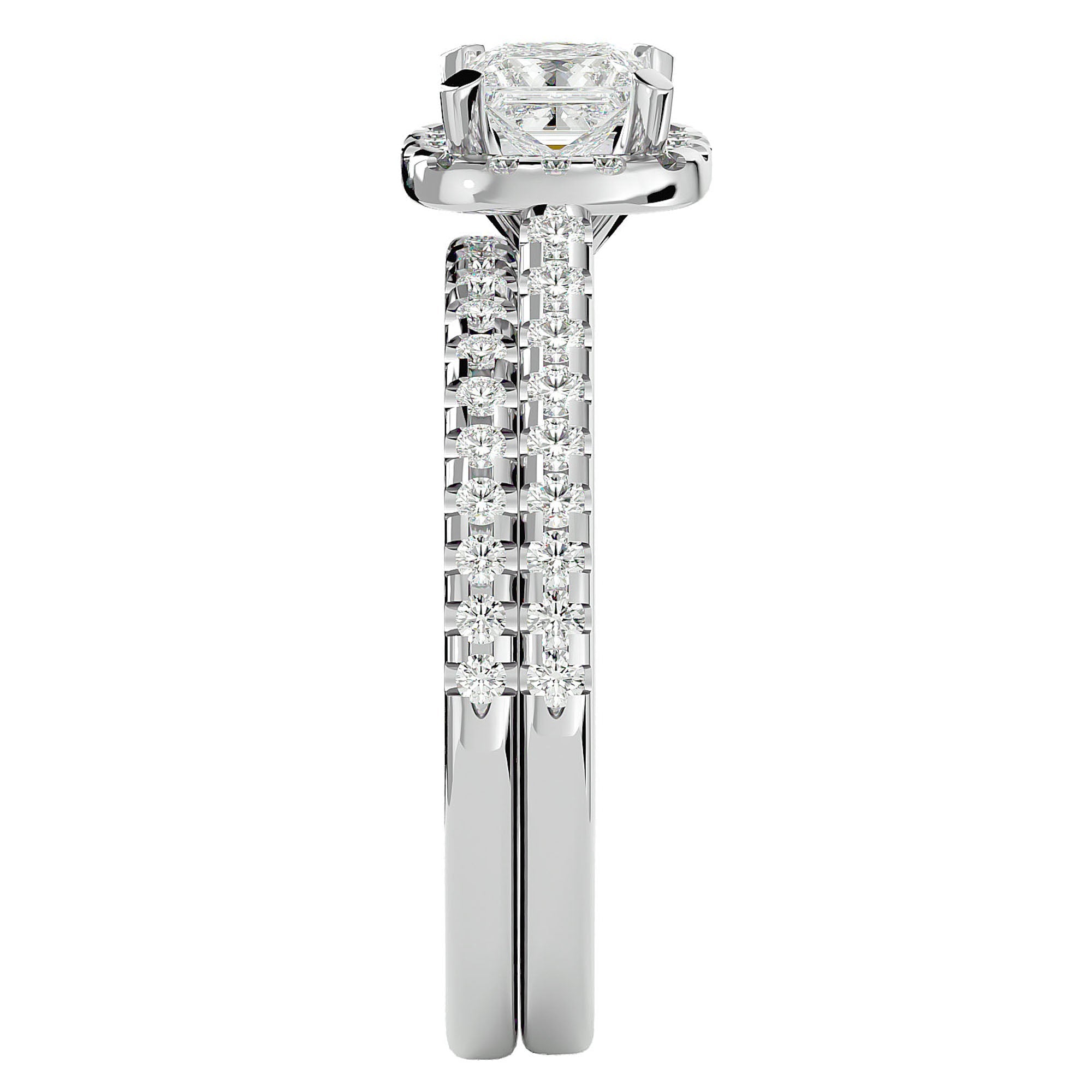 Inel de Logodnă Capri Pavé din Aur 14k cu Diamante Create în Laborator de 1.10 ct din 14k Aur Alb - Castelo.ro