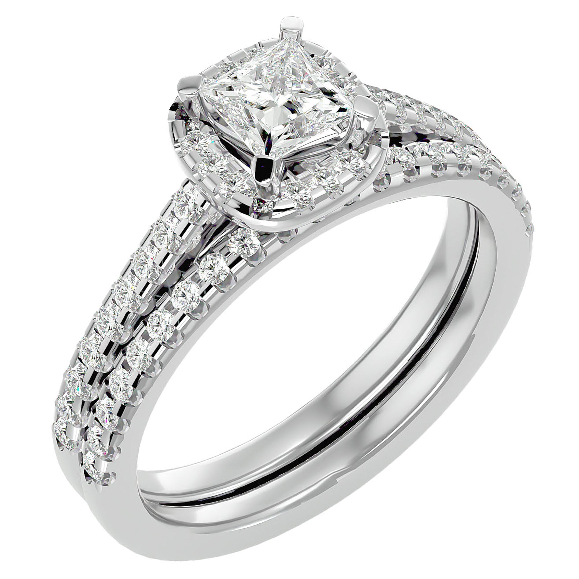 Inel de Logodnă Capri Pavé din Aur 14k cu Diamante Create în Laborator de 1.10 ct din 14k Aur Alb - Castelo.ro