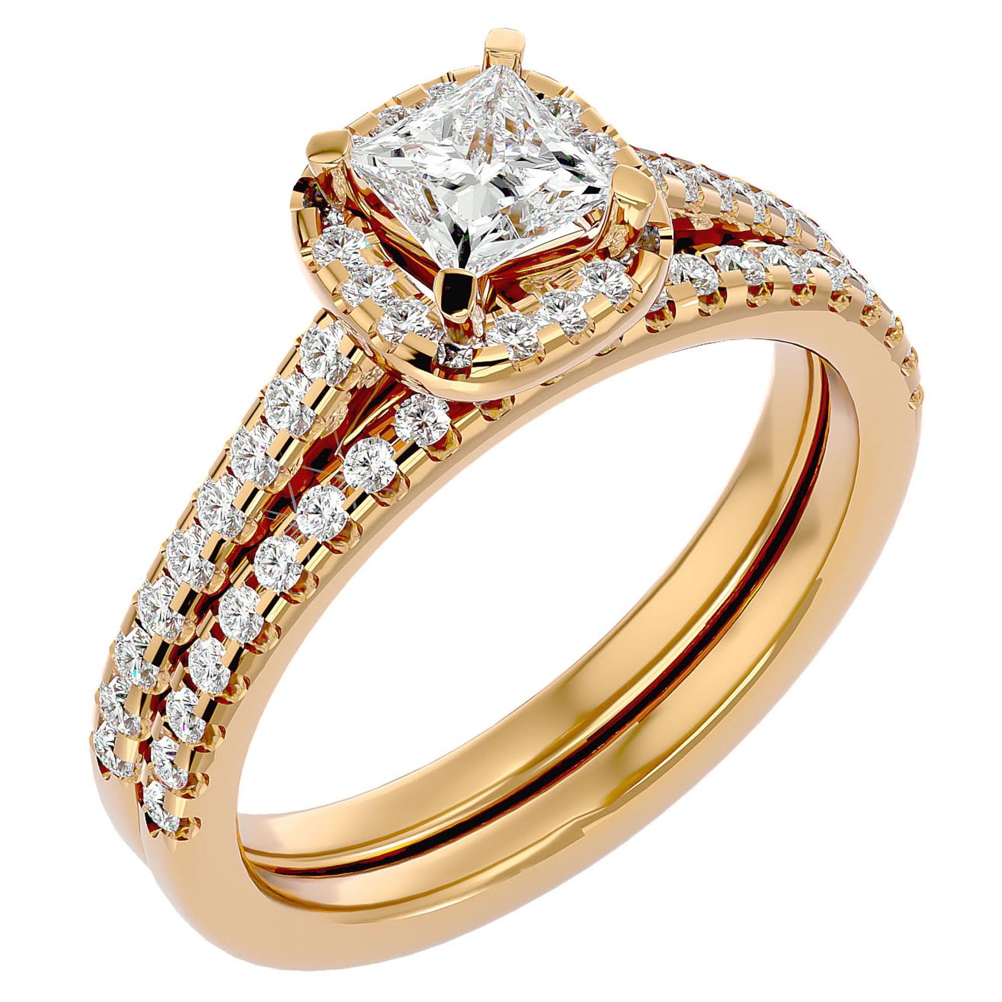 Inel de Logodnă Capri Pavé din Aur 14k cu Diamante Create în Laborator de 1.10 ct din 14k Aur Galben - Castelo.ro
