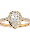 Inel de Logodnă Pavé cu Moissanite Pară Fațetată de 1.26 ct din 18k Aur Galben - Castelo.ro