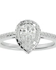 Inel de Logodnă Pavé cu Moissanite Pară Fațetată de 1.26 ct din Platina - Castelo.ro