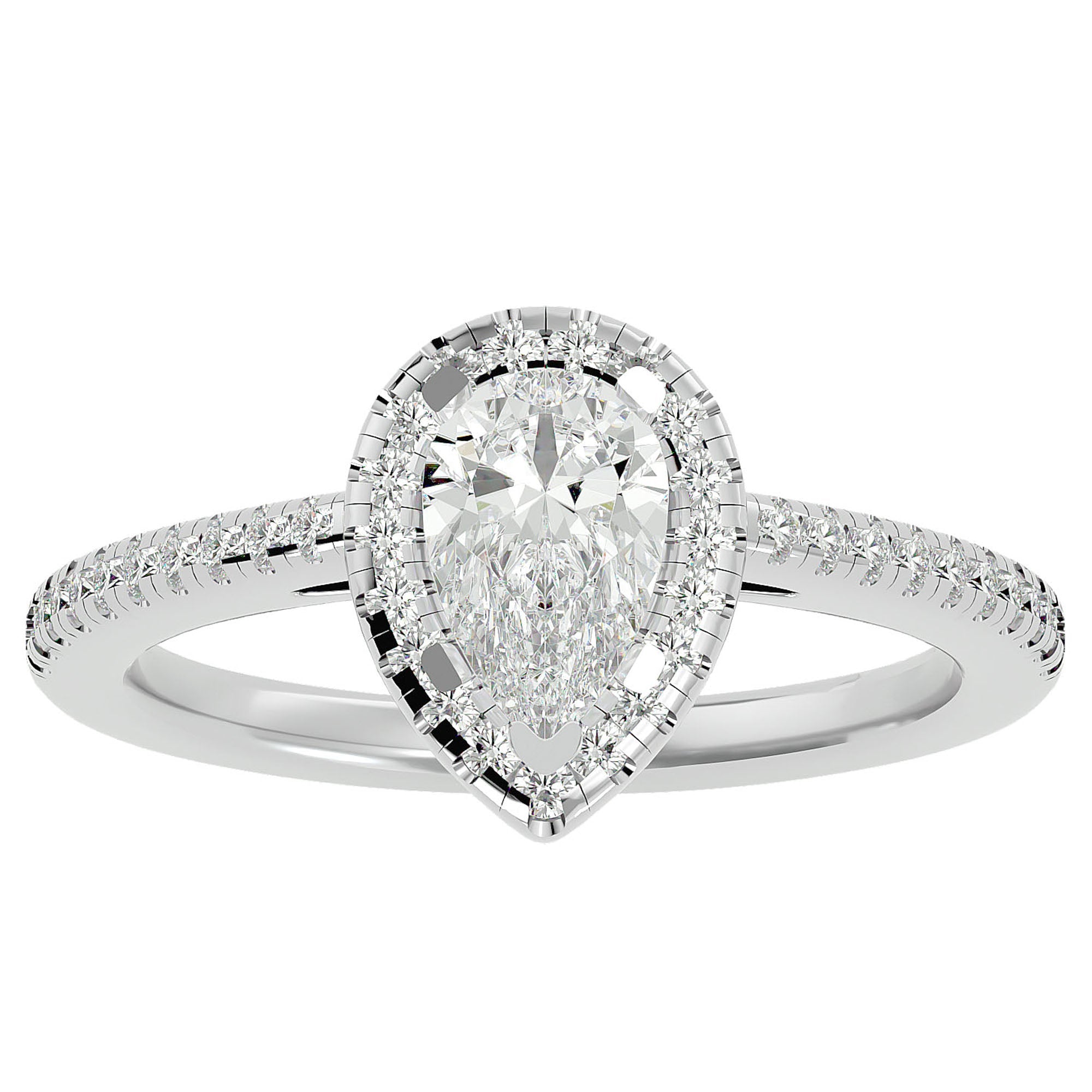 Inel de Logodnă Pavé cu Diamante Naturale Pară Fațetată de 1.26 ct din Platina - Castelo.ro