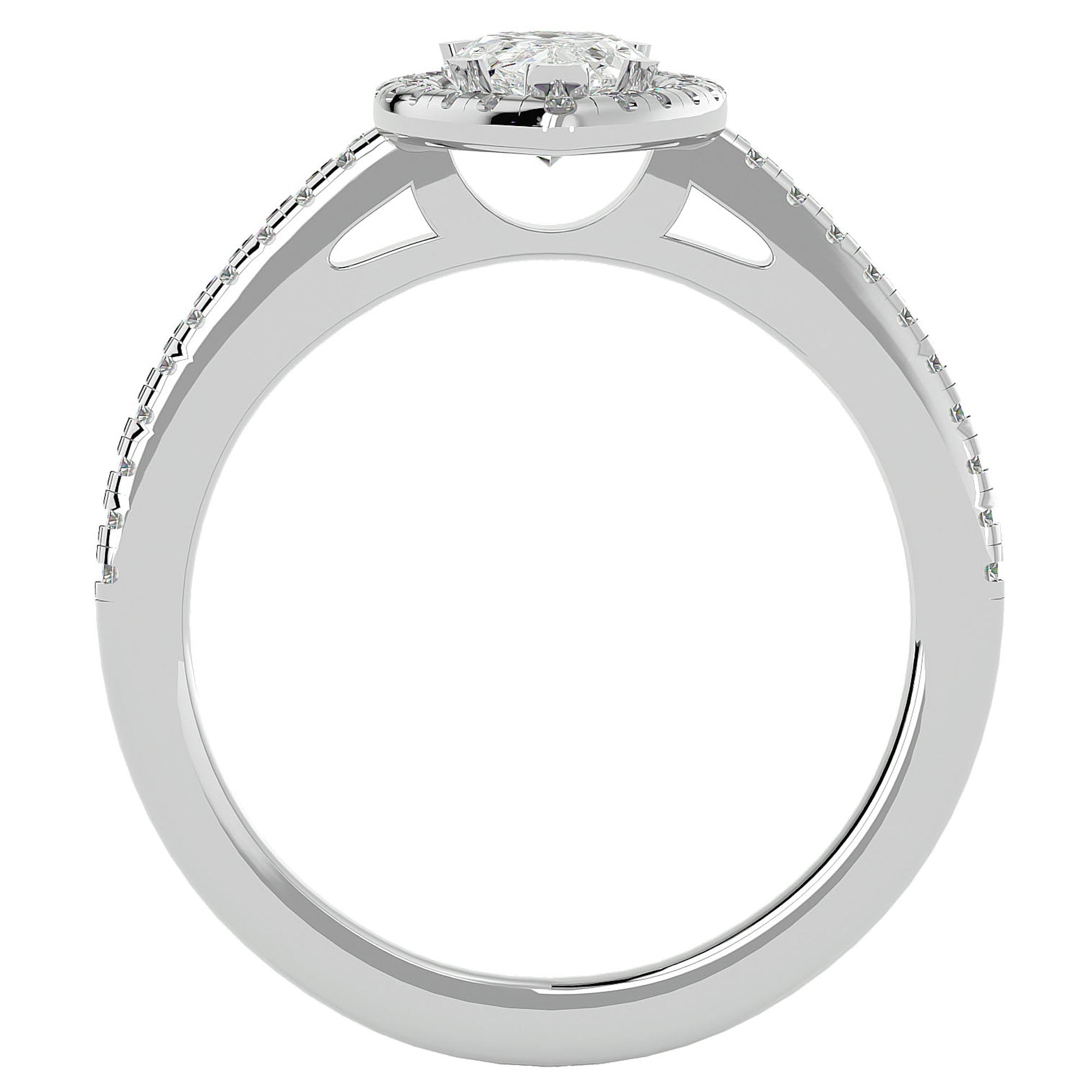 Inel de Logodnă Pavé cu Diamante Create în Laborator Pară Fațetată de 1.26 ct din Platina - Castelo.ro