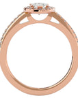 Inel de Logodnă Pavé cu Diamante Naturale Pară Fațetată de 1.26 ct din 18k Aur Roz - Castelo.ro