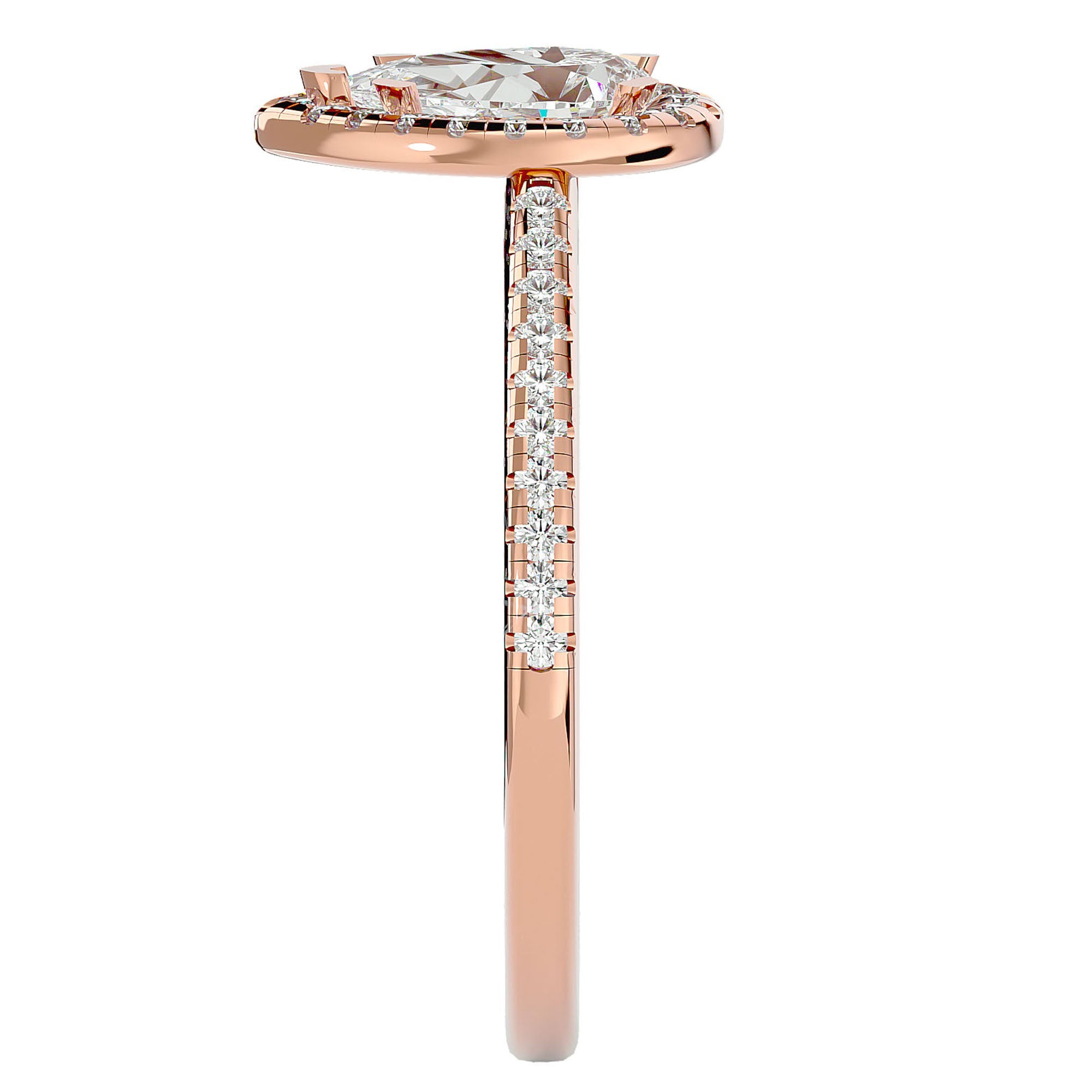 Inel de Logodnă Pavé cu Moissanite Pară Fațetată de 1.26 ct din 18k Aur Roz - Castelo.ro