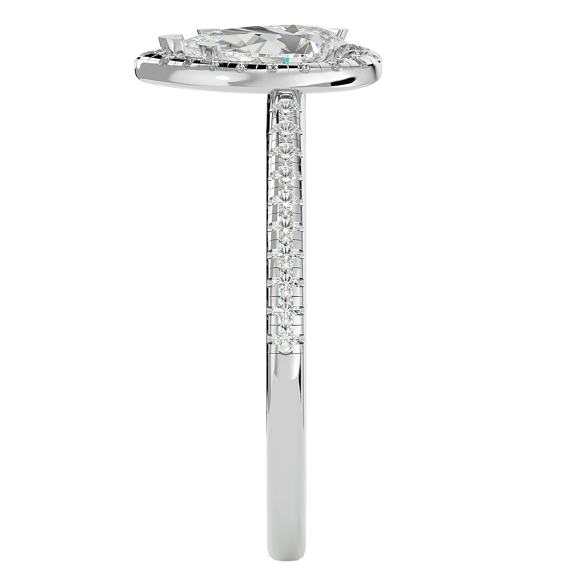 Inel de Logodnă Pavé cu Diamante Naturale Pară Fațetată de 1.26 ct din Platina - Castelo.ro